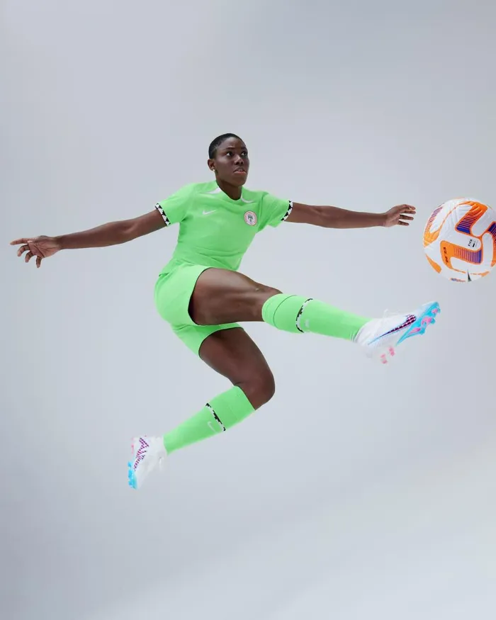 Women Nike All Clothing Nigeria 2023 Stadium Home Poison Greenwhitewhite