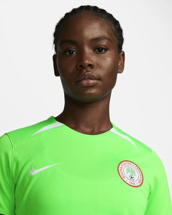 Women Nike All Clothing Nigeria 2023 Stadium Home Poison Greenwhitewhite