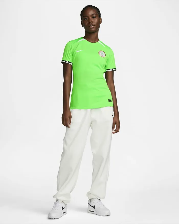 Women Nike All Clothing Nigeria 2023 Stadium Home Poison Greenwhitewhite