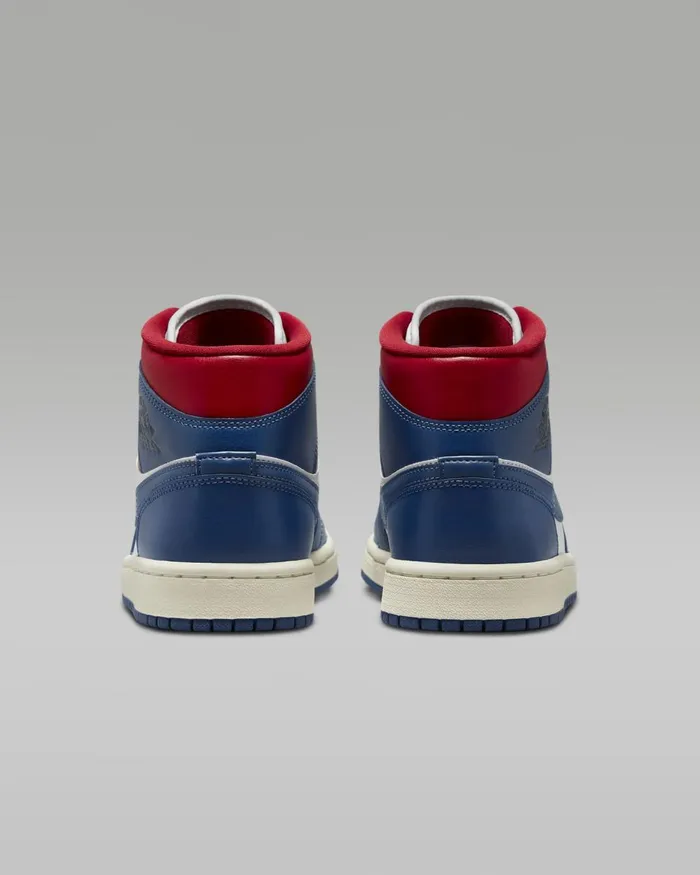 Women Nike All Shoes Air Jordan 1 Mid Whitegym Redsailfrench Blue