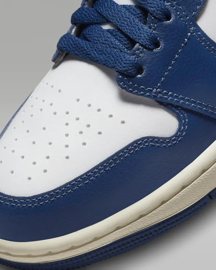 Women Nike All Shoes Air Jordan 1 Mid Whitegym Redsailfrench Blue