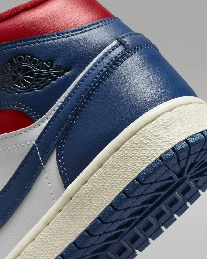 Women Nike All Shoes Air Jordan 1 Mid Whitegym Redsailfrench Blue