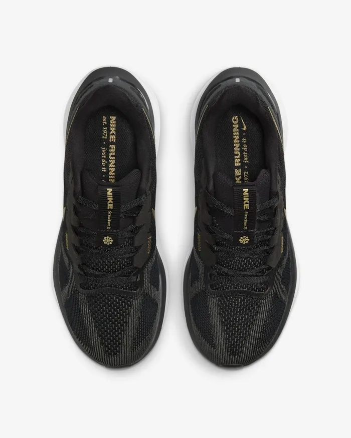 Women Nike All Shoes Structure 25 Blackwhitedark Smoke Greymetallic Gold