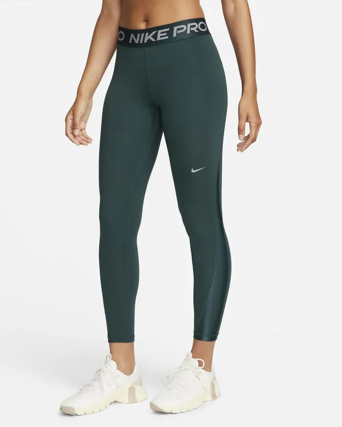 Women Nike Leggings Pro Deep Junglemetallic Silver
