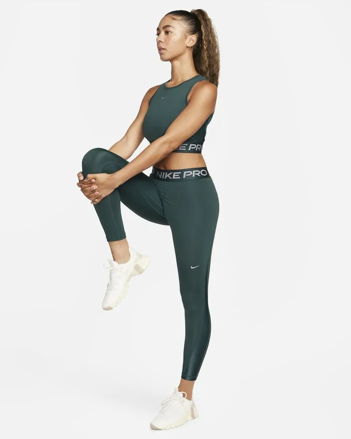 Women Nike Leggings Pro Deep Junglemetallic Silver