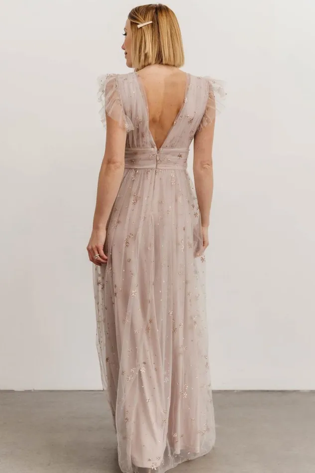 Women Nova Shimmer Maxi Dress Dusty Lilac Baltic Born Embellished and Sequined Women Nova Shimmer Maxi Dress Dusty Lilac Baltic Born Embellished and Sequined