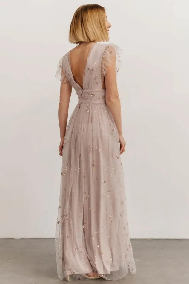 Women Nova Shimmer Maxi Dress Dusty Lilac Baltic Born Embellished and Sequined Women Nova Shimmer Maxi Dress Dusty Lilac Baltic Born Embellished and Sequined