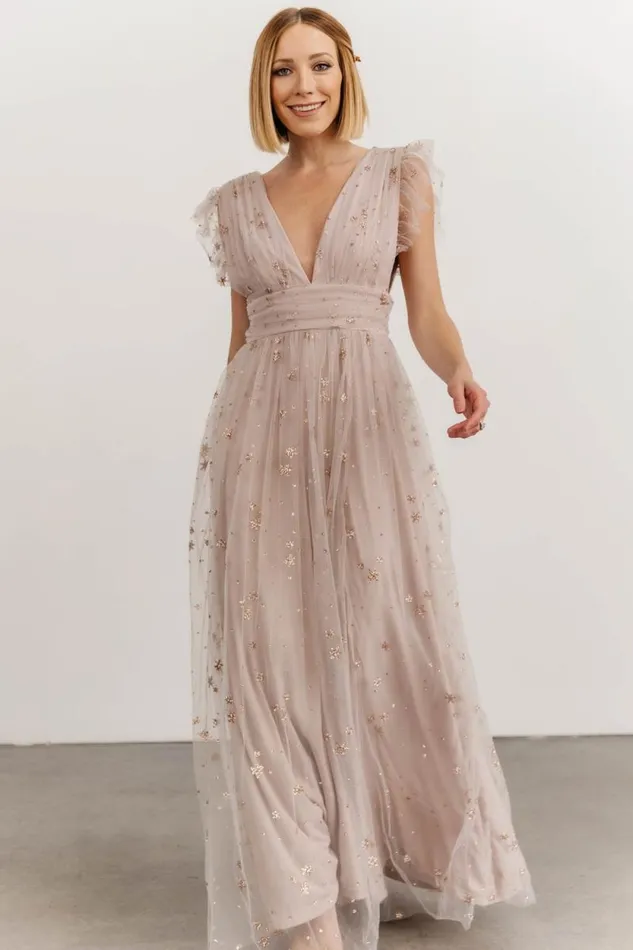 Women Nova Shimmer Maxi Dress Dusty Lilac Baltic Born Embellished and Sequined Women Nova Shimmer Maxi Dress Dusty Lilac Baltic Born Embellished and Sequined