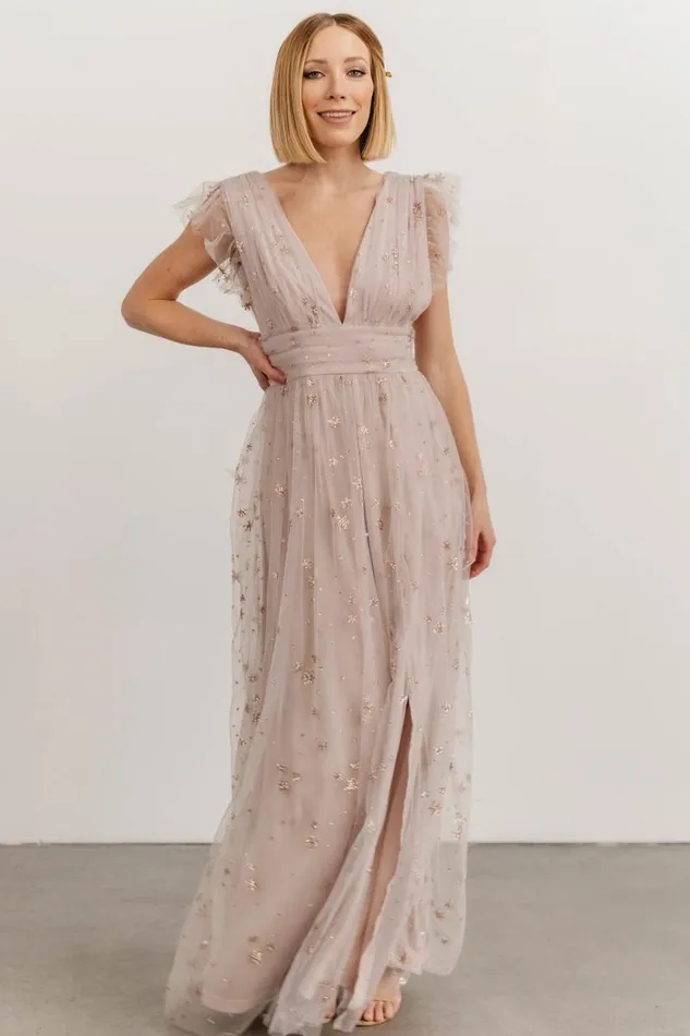 Women Nova Shimmer Maxi Dress Dusty Lilac Baltic Born Embellished and Sequined Women Nova Shimmer Maxi Dress Dusty Lilac Baltic Born Embellished and Sequined