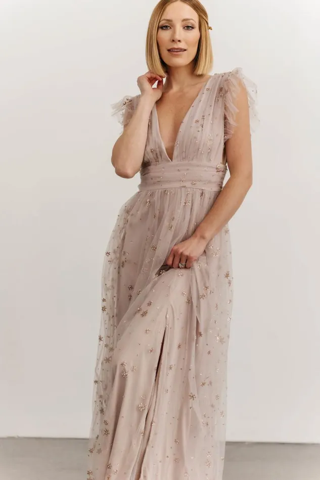Women Nova Shimmer Maxi Dress Dusty Lilac Baltic Born Embellished and Sequined Women Nova Shimmer Maxi Dress Dusty Lilac Baltic Born Embellished and Sequined