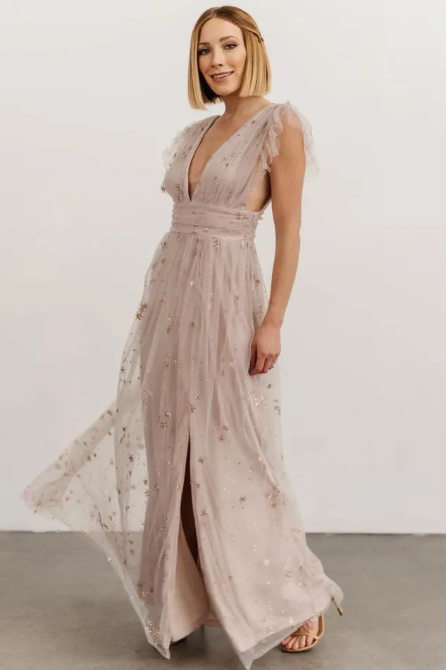 Women Nova Shimmer Maxi Dress Dusty Lilac Baltic Born Embellished and Sequined Women Nova Shimmer Maxi Dress Dusty Lilac Baltic Born Embellished and Sequined