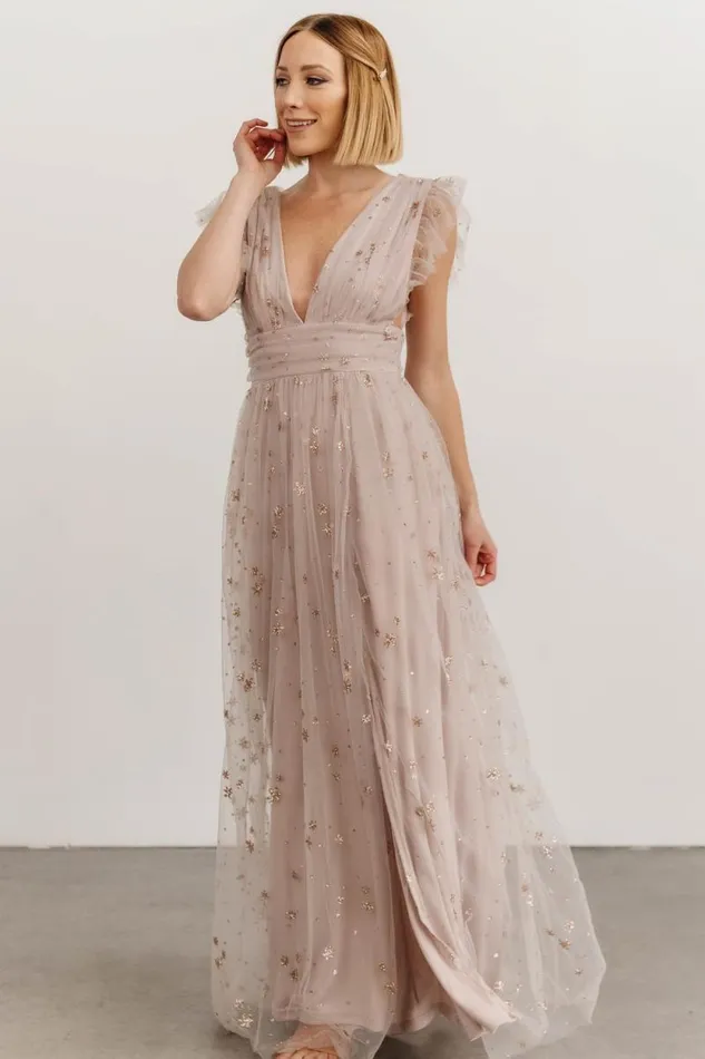 Women Nova Shimmer Maxi Dress Dusty Lilac Baltic Born Embellished and Sequined Women Nova Shimmer Maxi Dress Dusty Lilac Baltic Born Embellished and Sequined