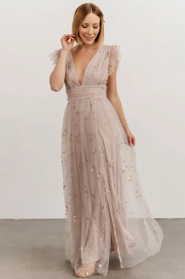 Women Nova Shimmer Maxi Dress Dusty Lilac Baltic Born Embellished and Sequined Women Nova Shimmer Maxi Dress Dusty Lilac Baltic Born Embellished and Sequined