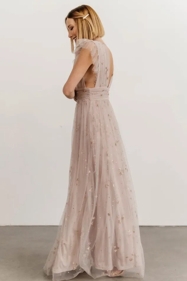 Women Nova Shimmer Maxi Dress Dusty Lilac Baltic Born Embellished and Sequined Women Nova Shimmer Maxi Dress Dusty Lilac Baltic Born Embellished and Sequined