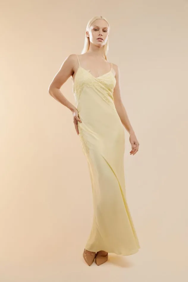 Women Occasion Dresses Bardot Avoco Lace Detail Midi Dress In Canary Yellow Canary Yellow