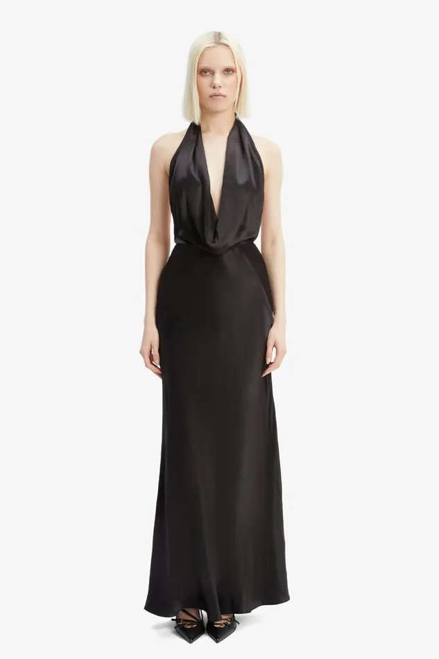 Women Occasion Dresses Bardot Nola Satin Cowl Maxi Dress In Black Black Women Occasion Dresses Bardot Nola Satin Cowl Maxi Dress In Black Black