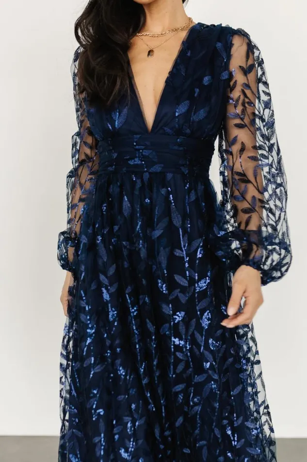 Women Odessa Sequin Embossed Dress Dark Blue Baltic Born Embellished and Sequined Women Odessa Sequin Embossed Dress Dark Blue Baltic Born Embellished and Sequined