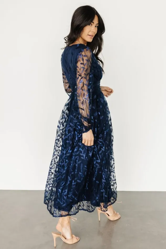 Women Odessa Sequin Embossed Dress Dark Blue Baltic Born Embellished and Sequined Women Odessa Sequin Embossed Dress Dark Blue Baltic Born Embellished and Sequined