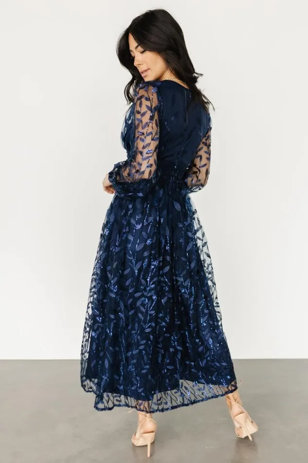 Women Odessa Sequin Embossed Dress Dark Blue Baltic Born Embellished and Sequined Women Odessa Sequin Embossed Dress Dark Blue Baltic Born Embellished and Sequined