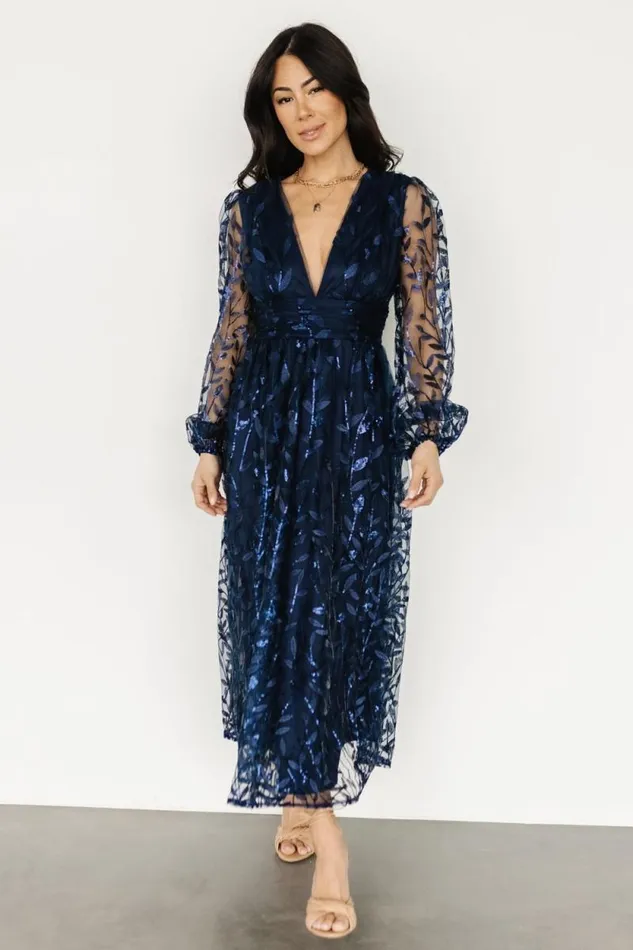 Women Odessa Sequin Embossed Dress Dark Blue Baltic Born Embellished and Sequined Women Odessa Sequin Embossed Dress Dark Blue Baltic Born Embellished and Sequined