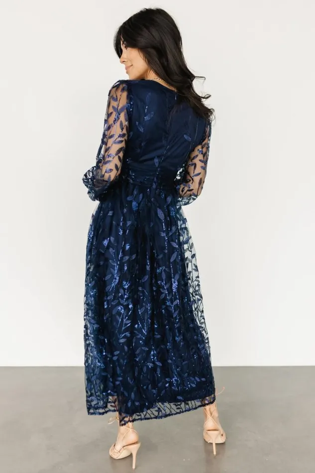 Women Odessa Sequin Embossed Dress Dark Blue Baltic Born Embellished and Sequined Women Odessa Sequin Embossed Dress Dark Blue Baltic Born Embellished and Sequined