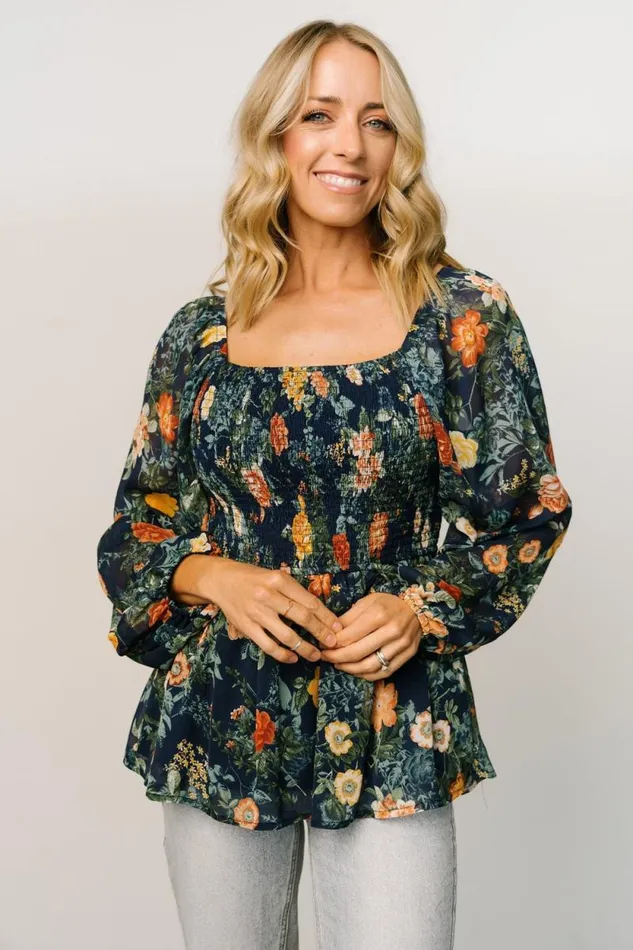 Women Ollie Smocked Top Navy Multi Baltic Born Blouses and Shirts Women Ollie Smocked Top Navy Multi Baltic Born Blouses and Shirts