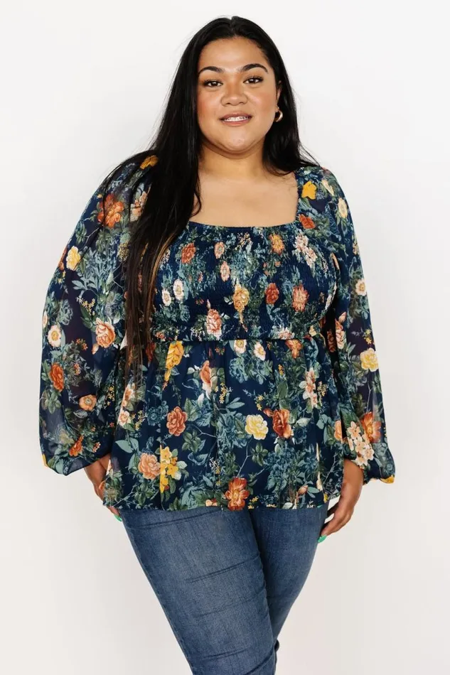 Women Ollie Smocked Top Navy Multi Baltic Born Blouses and Shirts Women Ollie Smocked Top Navy Multi Baltic Born Blouses and Shirts