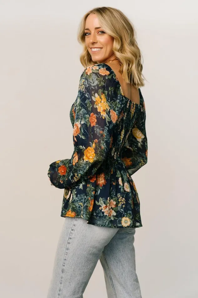Women Ollie Smocked Top Navy Multi Baltic Born Blouses and Shirts Women Ollie Smocked Top Navy Multi Baltic Born Blouses and Shirts