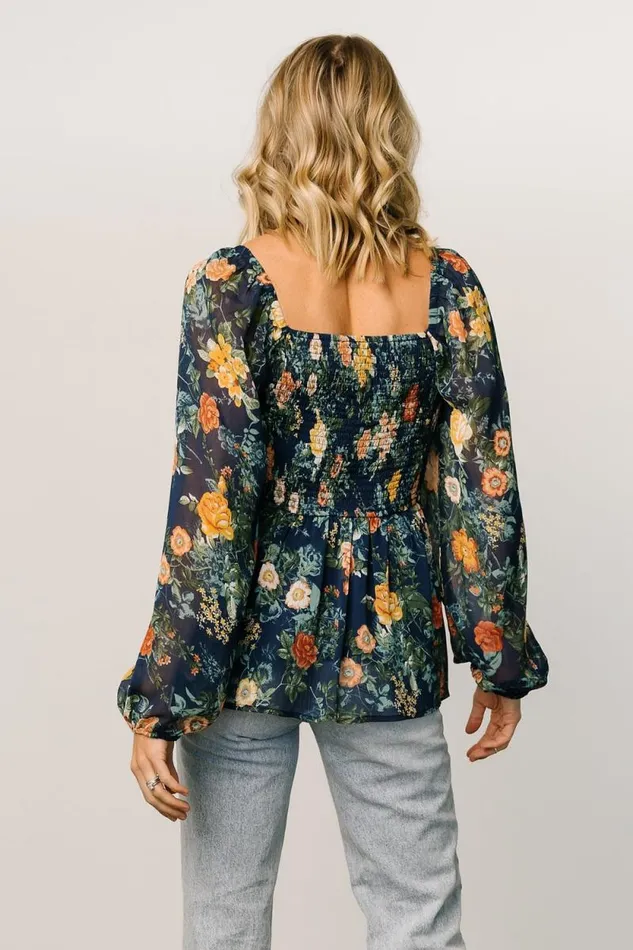 Women Ollie Smocked Top Navy Multi Baltic Born Blouses and Shirts Women Ollie Smocked Top Navy Multi Baltic Born Blouses and Shirts