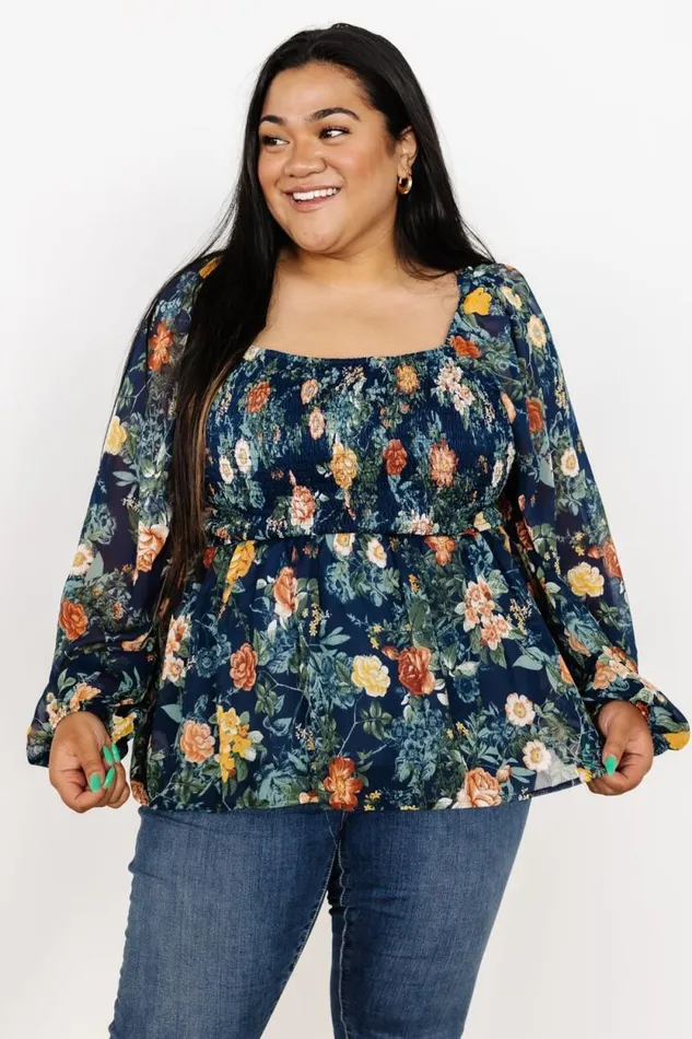 Women Ollie Smocked Top Navy Multi Baltic Born Blouses and Shirts Women Ollie Smocked Top Navy Multi Baltic Born Blouses and Shirts