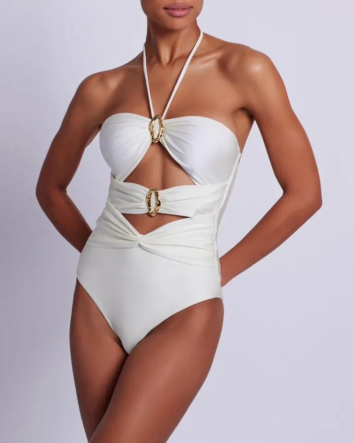Women One Pieces PatBO PISCINA HALTERNECK ONE PIECE EXCLUSIVE Ivory