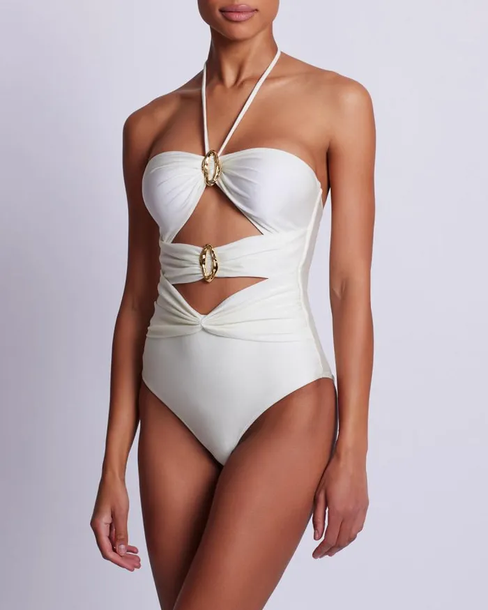Women One Pieces PatBO PISCINA HALTERNECK ONE PIECE EXCLUSIVE Ivory