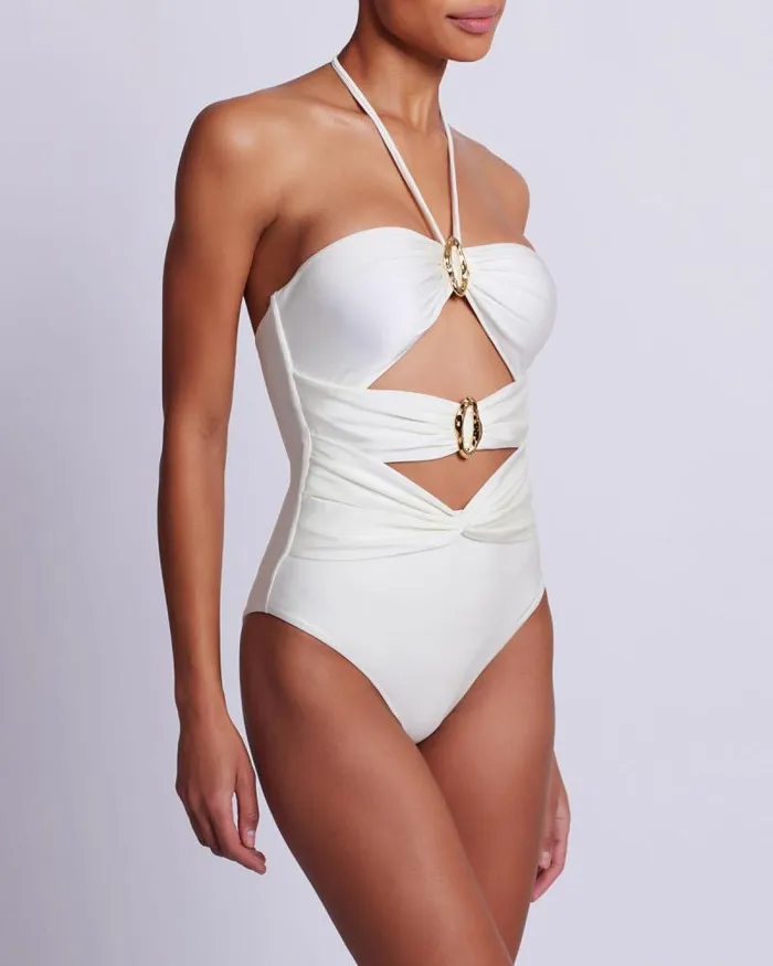 Women One Pieces PatBO PISCINA HALTERNECK ONE PIECE EXCLUSIVE Ivory