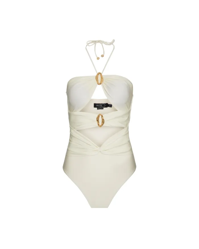Women One Pieces PatBO PISCINA HALTERNECK ONE PIECE EXCLUSIVE Ivory