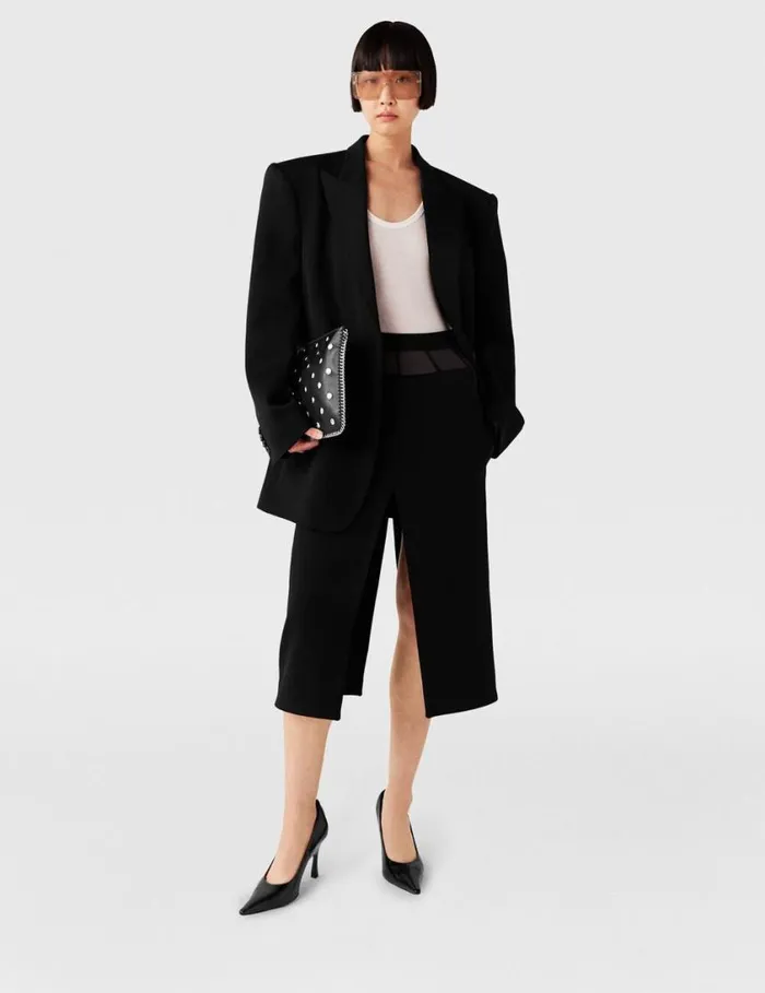 Women Oversized Peak Lapel Blazer Black Stella McCartney Coats And Jackets