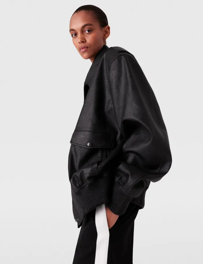 Women Oversized Vegan Bomber Jacket Black Stella McCartney Coats And Jackets Women Oversized Vegan Bomber Jacket Black Stella McCartney Coats And Jackets