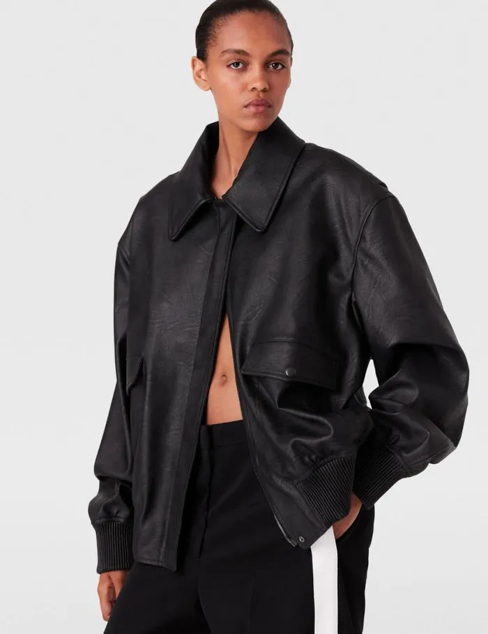Women Oversized Vegan Bomber Jacket Black Stella McCartney Coats And Jackets Women Oversized Vegan Bomber Jacket Black Stella McCartney Coats And Jackets