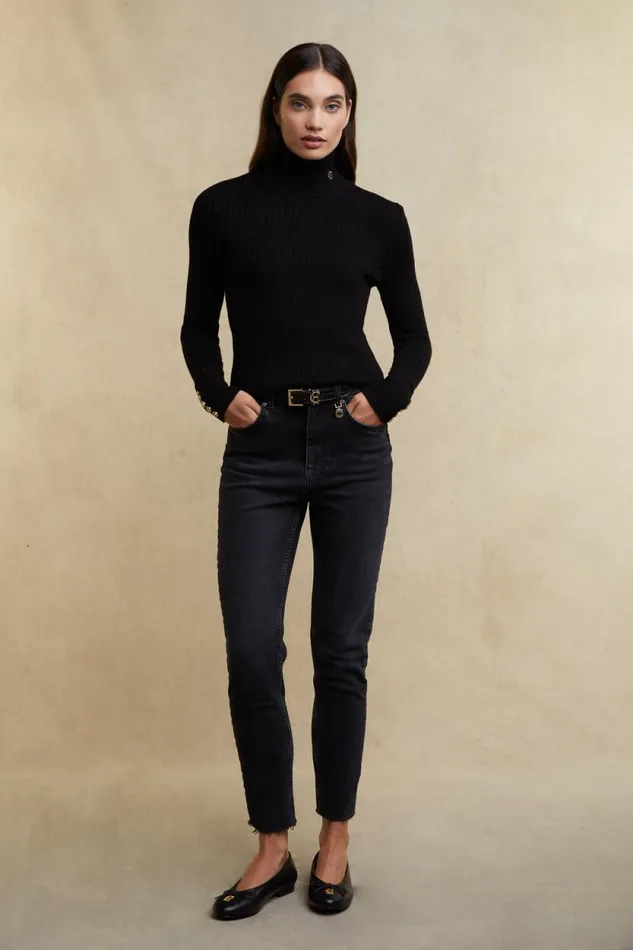Women Painswick Roll Neck Black Holland Cooper Knitwear