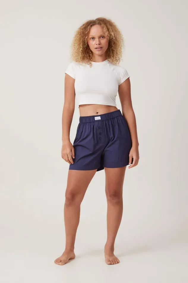 Women Pajamas Cotton On Boyfriend Boxer Short Midnight Rain