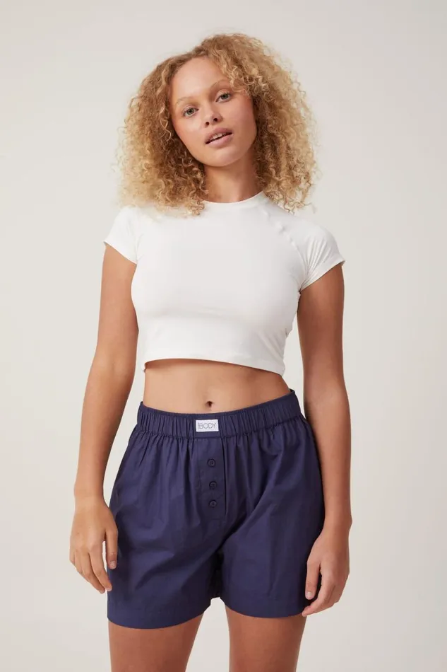 Women Pajamas Cotton On Boyfriend Boxer Short Midnight Rain