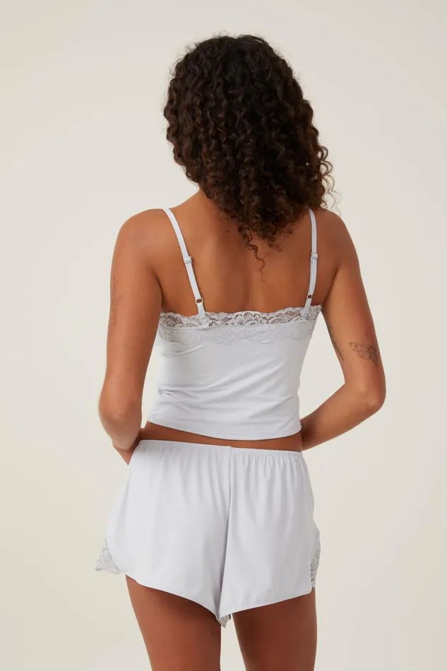 Women Pajamas Cotton On Soft Lounge Lace Trim Short Grey