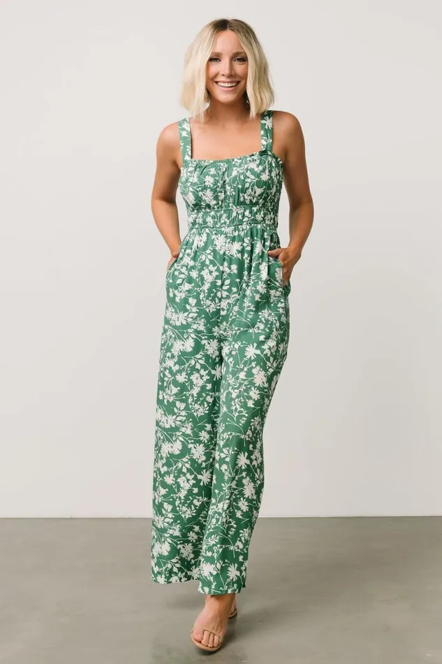 Women Palisades Tank Jumpsuit Green Print Baltic Born Jumpsuits and Rompers