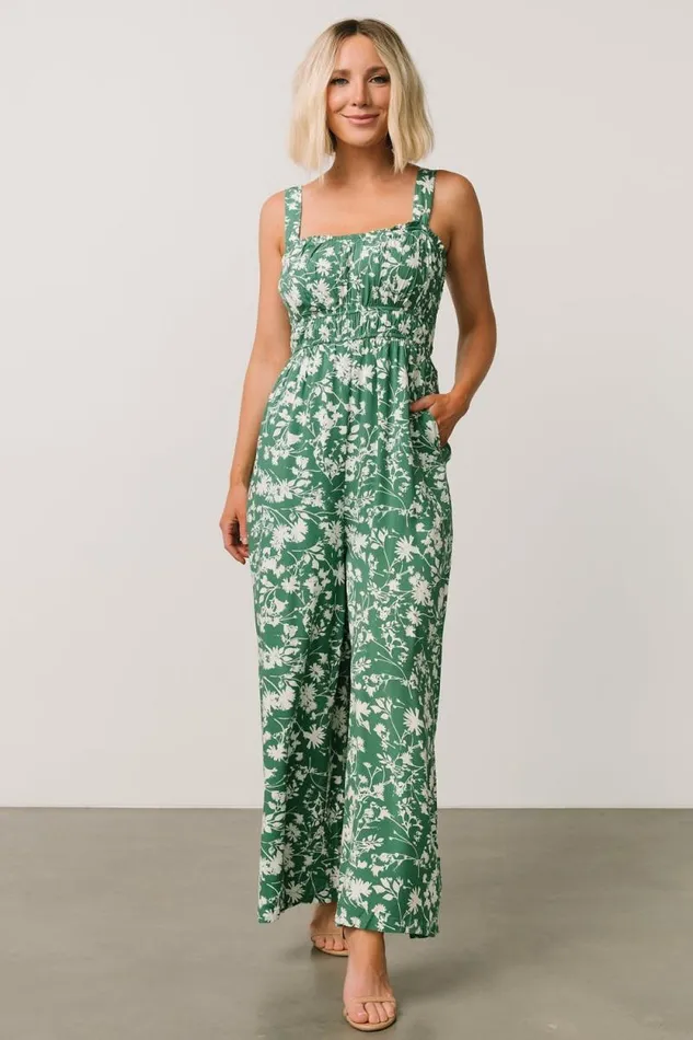 Women Palisades Tank Jumpsuit Green Print Baltic Born Jumpsuits and Rompers