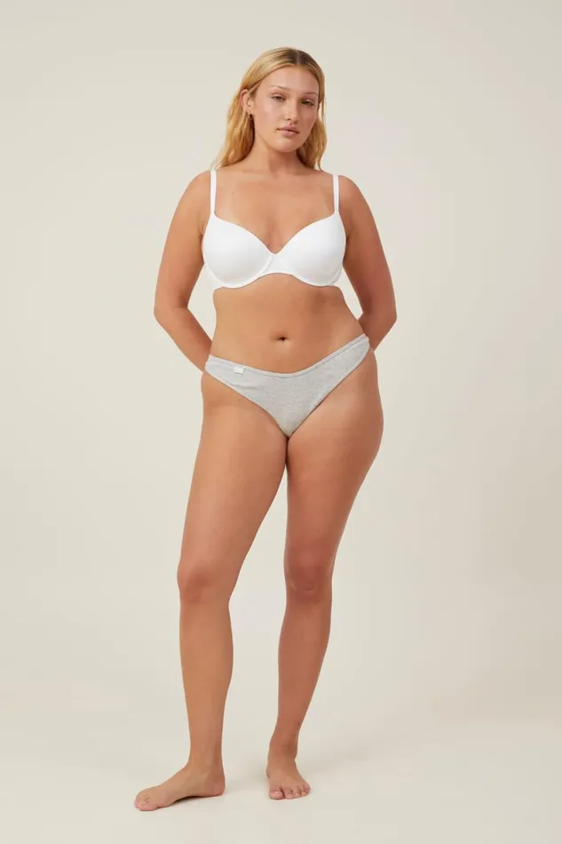Women Panties Cotton On Organic Cotton Rib Thong Mid Grey Marle
