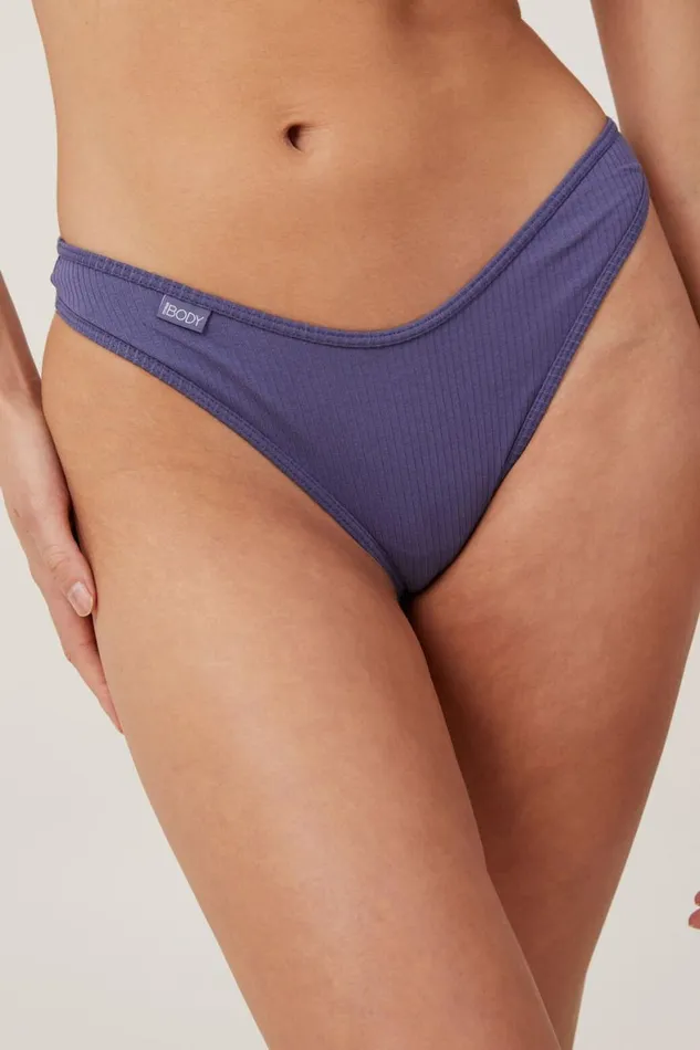 Women Panties Cotton On Organic Cotton Rib Thong Midnight Rain