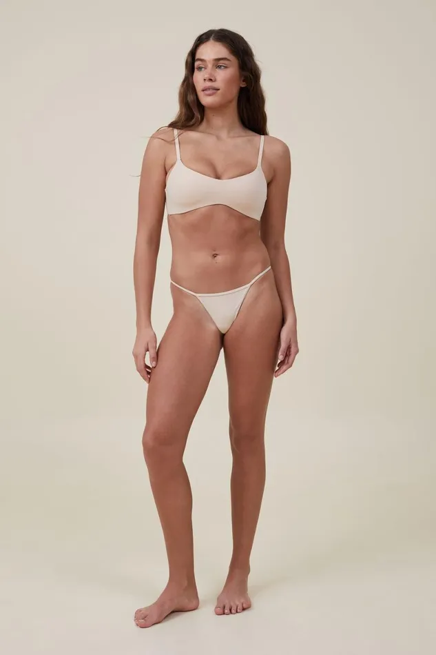 Women Panties Cotton On Tiny Invisible Tanga Thong r Frappe