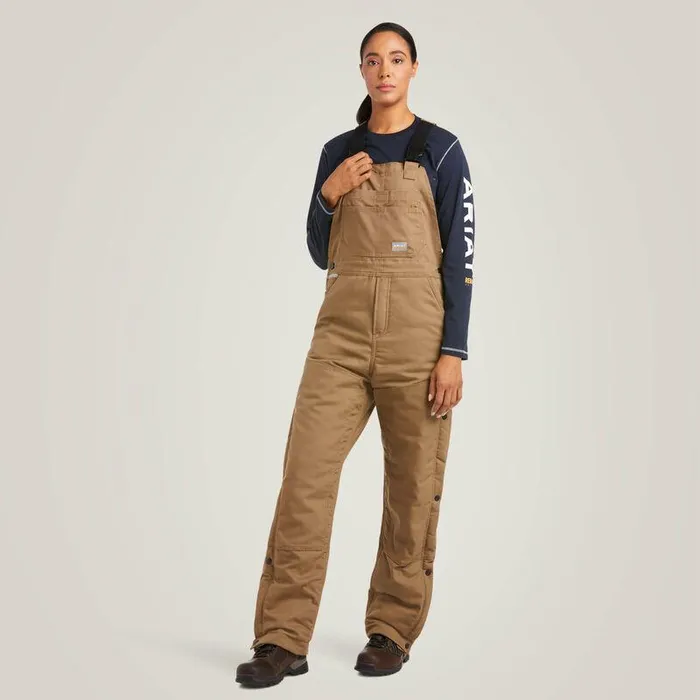 Women Pants and Shorts Ariat Rebar DuraCanvas Stretch Insulated Bib Field Khaki