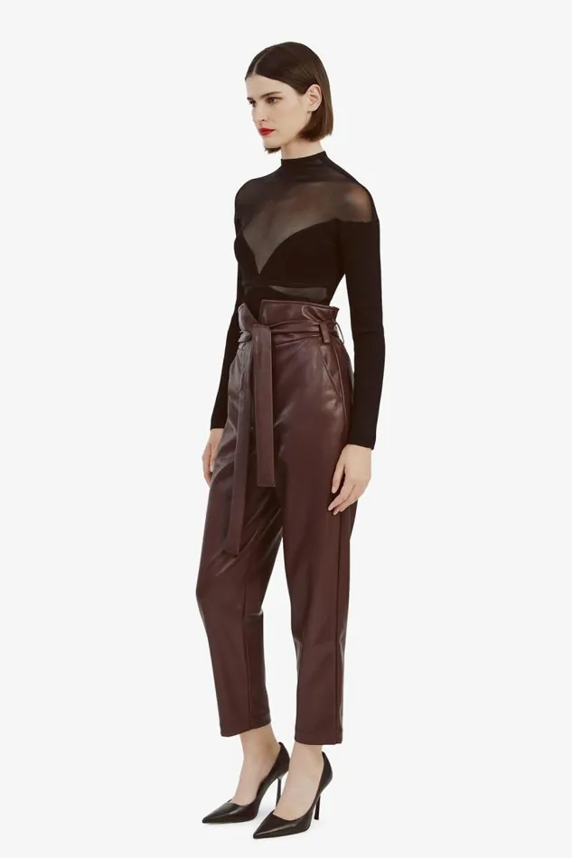 Women Pants Bardot Debbie Vegan Leather Pant In Deep Plum Deep Plum Women Pants Bardot Debbie Vegan Leather Pant In Deep Plum Deep Plum