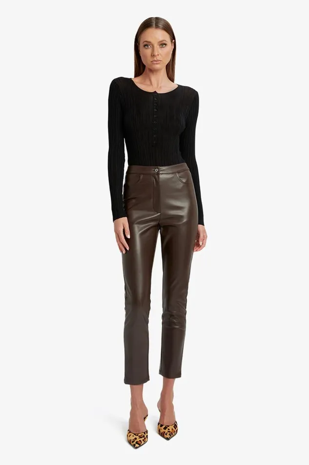 Women Pants Bardot Pearson Vegan Leather Pant In Dark Chocolate Dark Chocolate