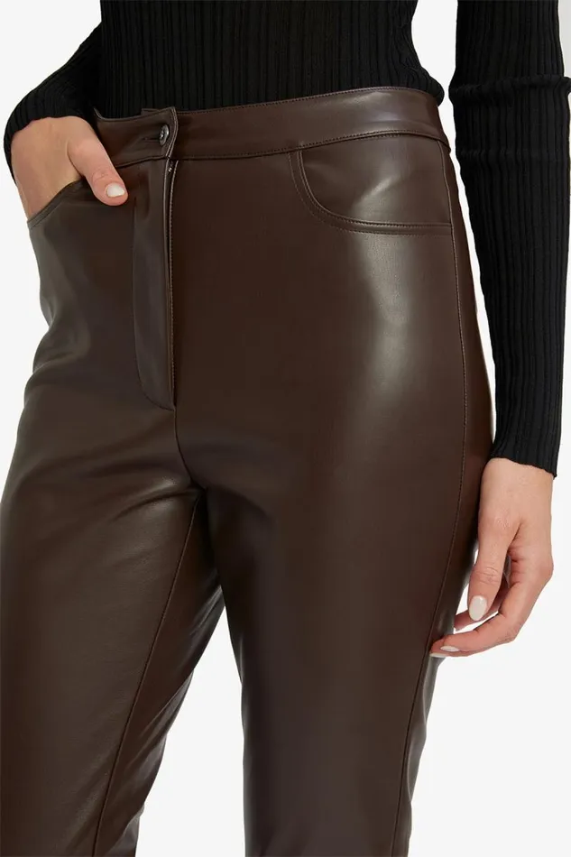 Women Pants Bardot Pearson Vegan Leather Pant In Dark Chocolate Dark Chocolate